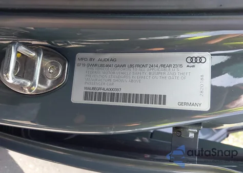 2020 Audi A3 Premium 45 Tfsi S Line Quattro S Tronic z USA, uszkodzony, nr VIN WAUBEGFF4LA000397